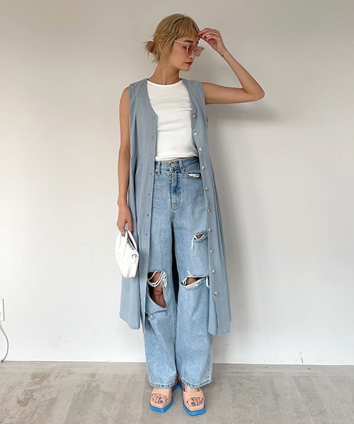 AMAIL（アマイル）の「Attractive linen ワンピース（ワンピース・レディース・ブラック/ベージュ/ブルー・FREE）」の3枚目の写真