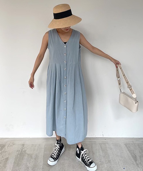 AMAIL（アマイル）の「Attractive linen ワンピース（ワンピース・レディース・ブラック/ベージュ/ブルー・FREE）」の11枚目の写真