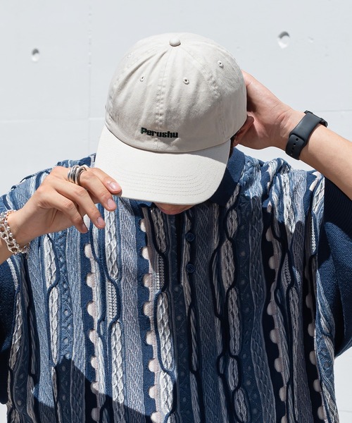Perushu（ペルーシュ）の「Perushu刺繍ロゴキャップ（キャップ・メンズ・グリーン/オフホワイト・FREE）」の3枚目の写真