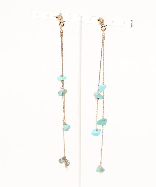 チャイハネ（チャイハネ）の「【チャイハネ】ロングチェーンピアス（ピアス（両耳用）・レディース・ターコイズブルー・FREE）」の4枚目の写真