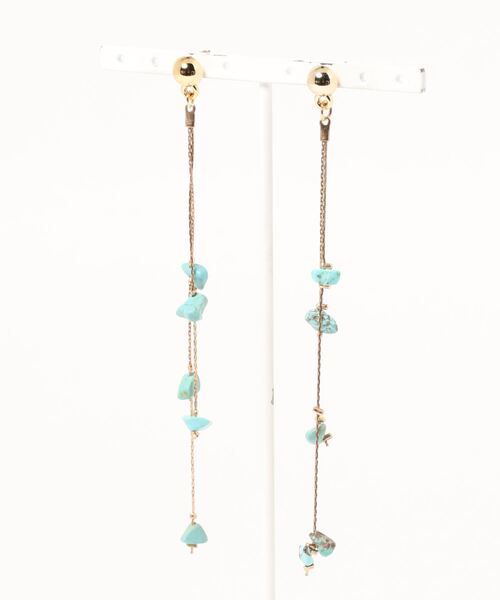 チャイハネ（チャイハネ）の「【チャイハネ】ロングチェーンピアス（ピアス（両耳用）・レディース・ターコイズブルー・FREE）」の3枚目の写真