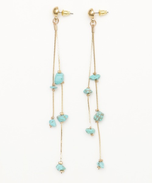 チャイハネ（チャイハネ）の「【チャイハネ】ロングチェーンピアス（ピアス（両耳用）・レディース・ターコイズブルー・FREE）」の2枚目の写真