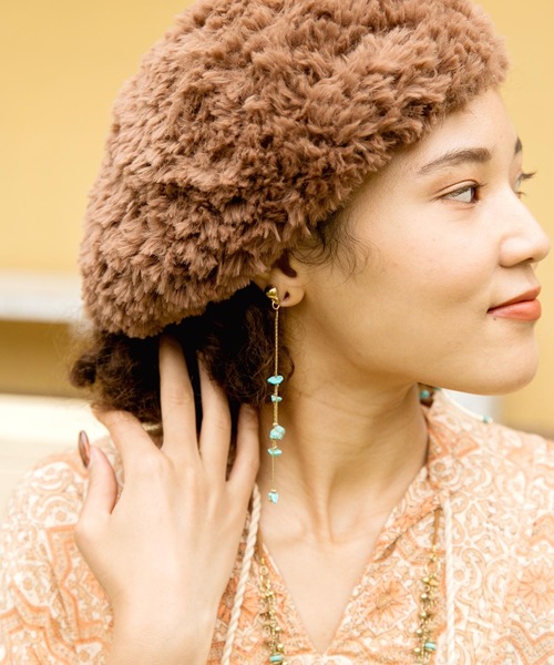 チャイハネ（チャイハネ）の「【チャイハネ】ロングチェーンピアス（ピアス（両耳用）・レディース・ターコイズブルー・FREE）」の6枚目の写真