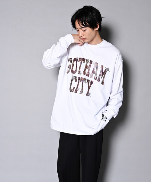 GALLIS ADDICTION（ガリスアディクション）の「GA GLITTER-COLLEGE L/S TEE/カレッジロゴ ロンT（Tシャツ/カットソー・メンズ・ホワイト/ブラック・M/L）」の3枚目の写真