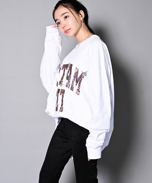GALLIS ADDICTION（ガリスアディクション）の「GA GLITTER-COLLEGE L/S TEE/カレッジロゴ ロンT（Tシャツ/カットソー・メンズ・ホワイト/ブラック・M/L）」の11枚目の写真