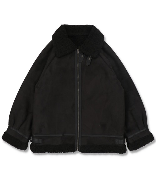 SPINNS（スピンズ）の「パイピングムートンフライトジャケット（ムートンコート・レディース・ブラック/ベージュ/ブラウン・ONESIZE）」の21枚目の写真