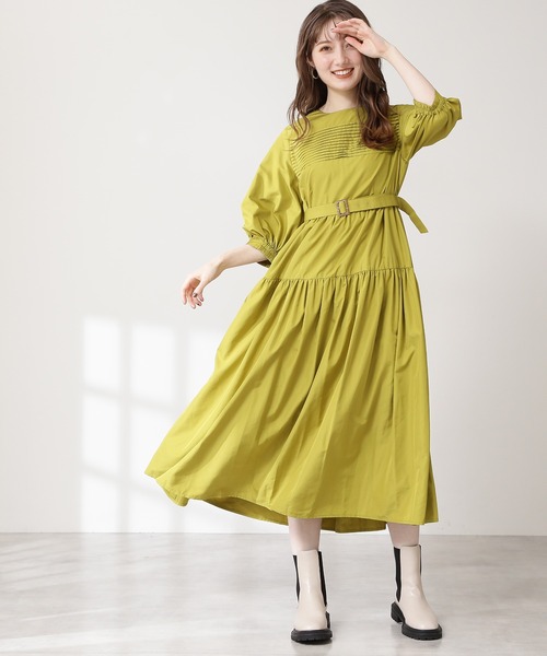 N.（N. Natural Beauty Basic）（エヌエヌナチュラルビューティーベーシック）の「タック入りタフタワンピース（ワンピース・レディース・ブラック/ブラウン/イエロー・MEDIUM）」の12枚目の写真