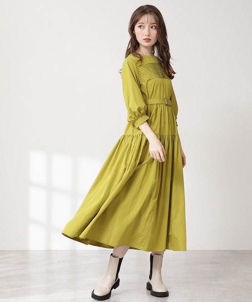 N.（N. Natural Beauty Basic）（エヌエヌナチュラルビューティーベーシック）の「タック入りタフタワンピース（ワンピース・レディース・ブラック/ブラウン/イエロー・MEDIUM）」の13枚目の写真