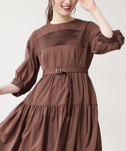 N.（N. Natural Beauty Basic）（エヌエヌナチュラルビューティーベーシック）の「タック入りタフタワンピース（ワンピース・レディース・ブラック/ブラウン/イエロー・MEDIUM）」の16枚目の写真