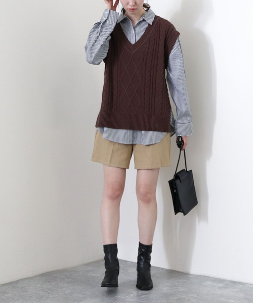 archives(アルシーヴ)の「【setupにも】センタープレスショートパンツ(その他パンツ・レディース・チャコールグレー/ブラウン/ベージュ/カーキ・MEDIUM)」の12枚目の写真