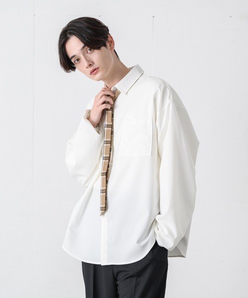 EDEL(エーデル)の「EDEL - 袖が絞れるタイ付きシャツ(シャツ/ブラウス・メンズ・ホワイト/チェック・MEDIUM/LARGE)」の2枚目の写真