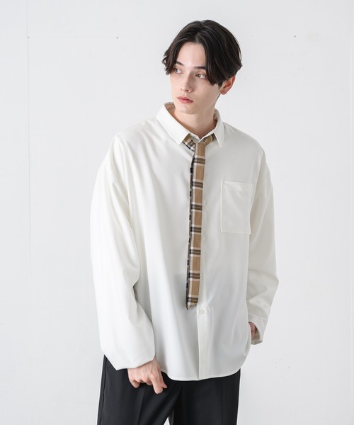 EDEL(エーデル)の「EDEL - 袖が絞れるタイ付きシャツ(シャツ/ブラウス・メンズ・ホワイト/チェック・MEDIUM/LARGE)」の3枚目の写真