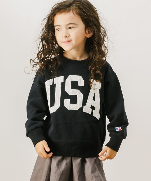 Russell Athletic(ラッセルアスレティック)の「【RUSSELL ATHLETIC 】別注スウェットプルオーバー(KIDS)(Tシャツ/カットソー・キッズ・ライトグレー/ネイビー/グリーン・110cm/100cm/120cm/130cm/140cm)」の3枚目の写真