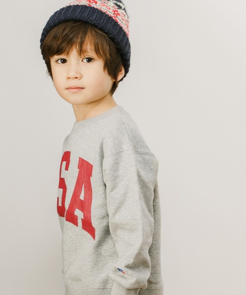 Russell Athletic(ラッセルアスレティック)の「【RUSSELL ATHLETIC 】別注スウェットプルオーバー(KIDS)(Tシャツ/カットソー・キッズ・ライトグレー/ネイビー/グリーン・110cm/100cm/120cm/130cm/140cm)」の2枚目の写真