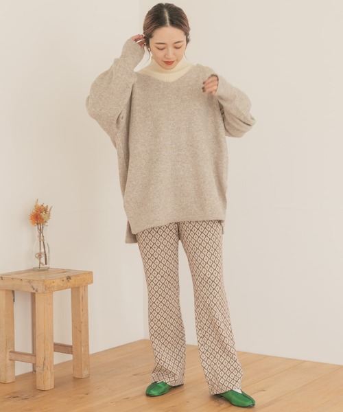 ITEMS URBANRESEARCH(アイテムズ アーバンリサーチ)の「カットジャガードパンツ(その他パンツ・レディース・ブラック/アイボリー・FREE)」の15枚目の写真