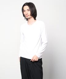 20/- スラブ 天竺 ブ ヘンリーネック ロング Tシャツ