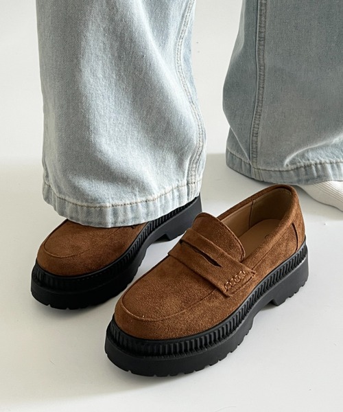 セール】【旬見えスウェード3色追加】軽量厚底 2段ソール シンプル