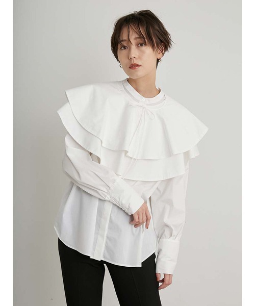 emmi フリル付き長袖シャツ（ラベンダー） emmi（エミ）の「【emmi atelier】フリル襟付きブラウス（シャツ