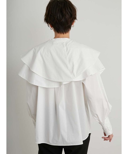 emmi フリル付き長袖シャツ（ラベンダー） emmi（エミ）の「【emmi atelier】フリル襟付きブラウス（シャツ