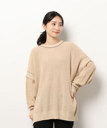 Samansa Mos2 | 配色リンキングクルーネックニット(ニット/セーター)