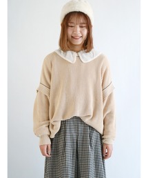 配色リンキングクルーネックニット