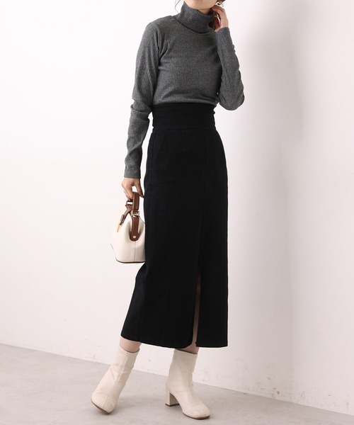 one after another NICE CLAUP(ワンアフターアナザーナイスクラップ)の「リブカットタートル(Tシャツ/カットソー・レディース・ブラック/レッド/オフホワイト/杢グレー・FREE)」の10枚目の写真