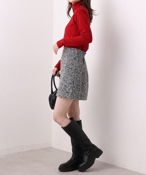 one after another NICE CLAUP(ワンアフターアナザーナイスクラップ)の「リブカットタートル(Tシャツ/カットソー・レディース・ブラック/レッド/オフホワイト/杢グレー・FREE)」の7枚目の写真