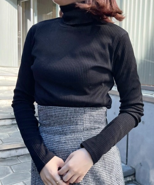 one after another NICE CLAUP(ワンアフターアナザーナイスクラップ)の「リブカットタートル(Tシャツ/カットソー・レディース・ブラック/レッド/オフホワイト/杢グレー・FREE)」の15枚目の写真