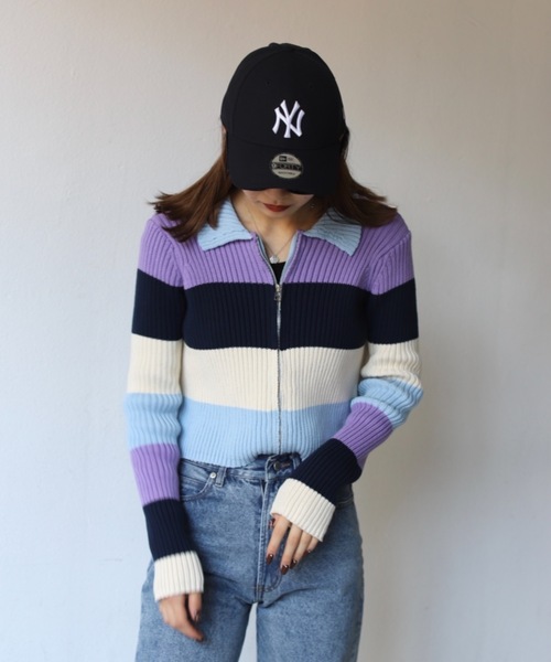 SHAGGIE（シャギー）の「太ボーダー襟付きリブニット（ニット/セーター・レディース・ブルー/ネイビー/パープル・FREE）」の22枚目の写真