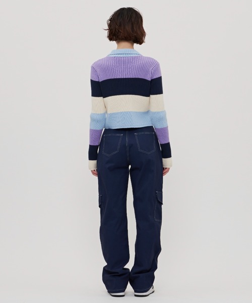 SHAGGIE（シャギー）の「太ボーダー襟付きリブニット（ニット/セーター・レディース・ブルー/ネイビー/パープル・FREE）」の13枚目の写真