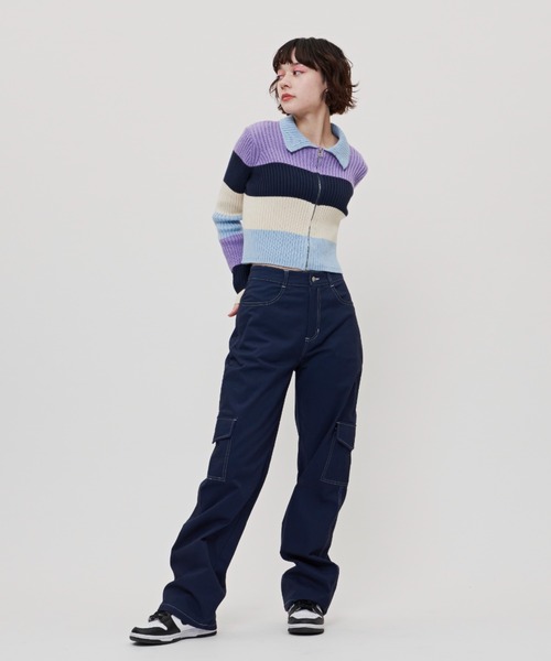 SHAGGIE（シャギー）の「太ボーダー襟付きリブニット（ニット/セーター・レディース・ブルー/ネイビー/パープル・FREE）」の16枚目の写真