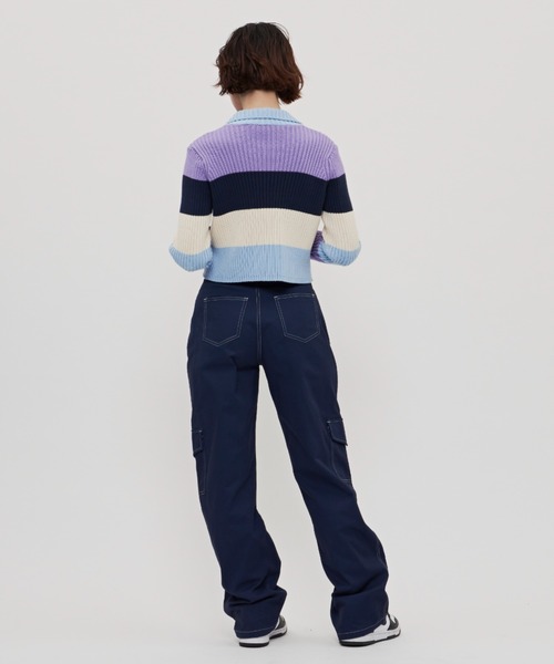 SHAGGIE（シャギー）の「太ボーダー襟付きリブニット（ニット/セーター・レディース・ブルー/ネイビー/パープル・FREE）」の19枚目の写真
