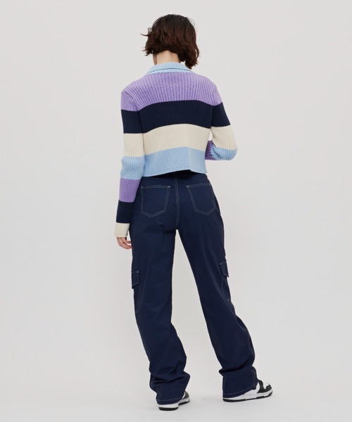 SHAGGIE（シャギー）の「太ボーダー襟付きリブニット（ニット/セーター・レディース・ブルー/ネイビー/パープル・FREE）」の20枚目の写真