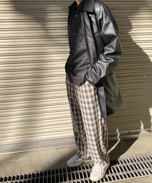 HEYUMM（ヘユム）の「チェックワイドストレートイージーパンツ（その他パンツ・レディース・ブラック/ベージュ/オレンジ・ONE）」の19枚目の写真