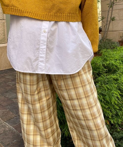 HEYUMM（ヘユム）の「チェックワイドストレートイージーパンツ（その他パンツ・レディース・ブラック/ベージュ/オレンジ・ONE）」の12枚目の写真