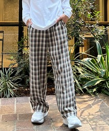 HEYUMM | HEYUMM　チェックワイドストレートイージーパンツ(その他パンツ)