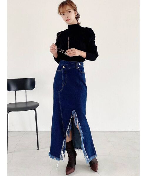 RESEXXY(リゼクシー)の「ハイネックパワショルニットトップス(ニット/セーター・レディース・ブラック/アイボリー/グリーン・FREE)」の7枚目の写真