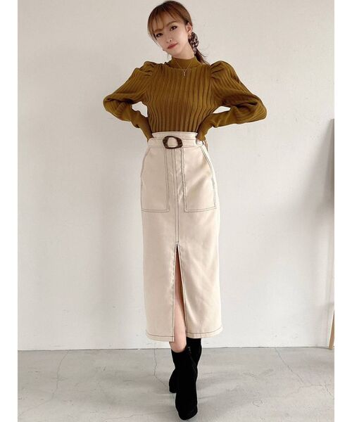 RESEXXY(リゼクシー)の「ハイネックパワショルニットトップス(ニット/セーター・レディース・ブラック/アイボリー/グリーン・FREE)」の8枚目の写真