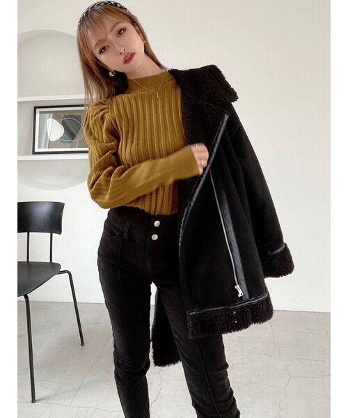 RESEXXY(リゼクシー)の「ハイネックパワショルニットトップス(ニット/セーター・レディース・ブラック/アイボリー/グリーン・FREE)」の18枚目の写真