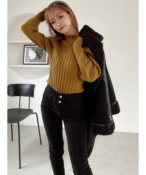 RESEXXY(リゼクシー)の「ハイネックパワショルニットトップス(ニット/セーター・レディース・ブラック/アイボリー/グリーン・FREE)」の14枚目の写真