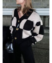 EMODA | ワイドチェッカーニットカーディガン(カーディガン/ボレロ)
