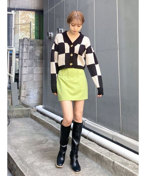 EMODA（エモダ）の「ワイドチェッカーニットカーディガン（カーディガン/ボレロ・レディース・ブラック/ブラウン/ネイビー・FREE）」の9枚目の写真