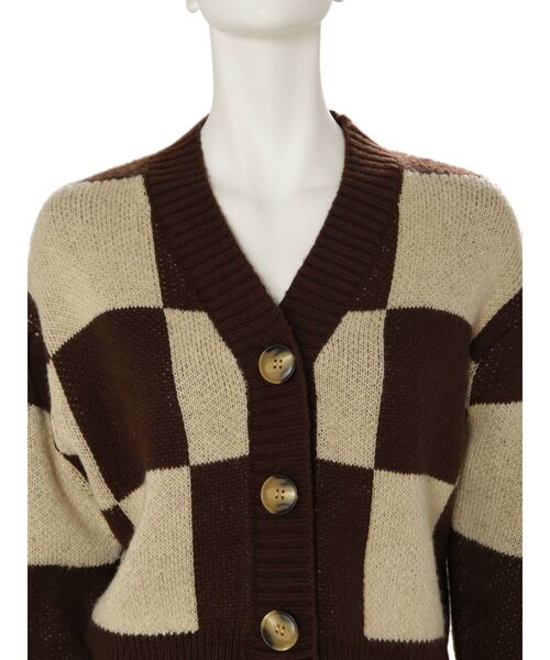 EMODA（エモダ）の「ワイドチェッカーニットカーディガン（カーディガン/ボレロ・レディース・ブラック/ブラウン/ネイビー・FREE）」の20枚目の写真