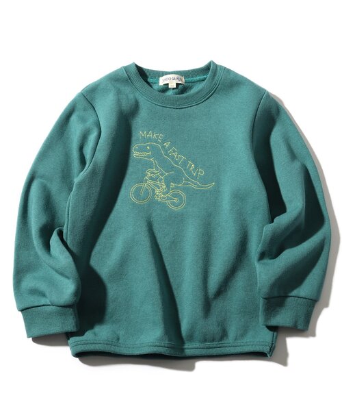 SHOO・LA・RUE（シューラルー）の「◆【90-140cm/速乾】CVC裏起毛ステッチ刺繍プルオーバー（スウェット・キッズ・イエロー/グリーン/ダークオレンジ・11/10/12/13/14/09）」の2枚目の写真