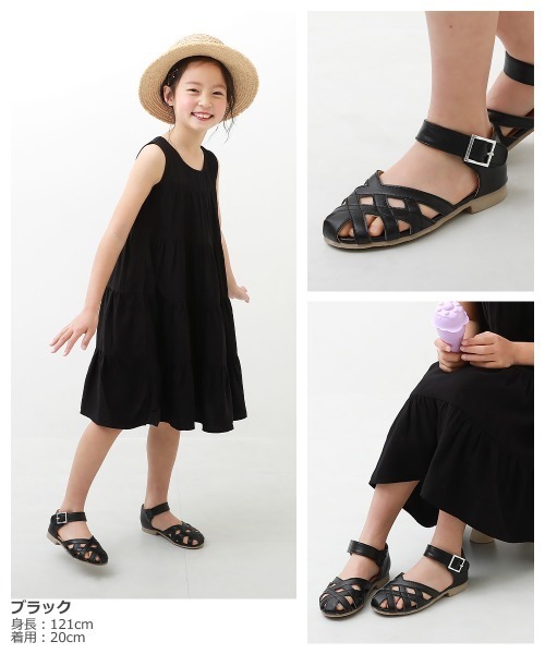 devirock（デビロック）の「ガールズフェイクレザーサンダル（サンダル・キッズ・ブラック/ベージュ・23.0cm/22.0cm/17.0cm/18.0cm/19.0cm/20.0cm/21.0cm）」の3枚目の写真