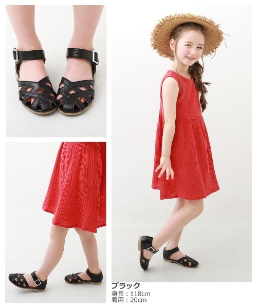 devirock（デビロック）の「ガールズフェイクレザーサンダル（サンダル・キッズ・ブラック/ベージュ・23.0cm/22.0cm/17.0cm/18.0cm/19.0cm/20.0cm/21.0cm）」の4枚目の写真