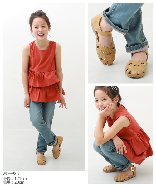 devirock（デビロック）の「ガールズフェイクレザーサンダル（サンダル・キッズ・ブラック/ベージュ・23.0cm/22.0cm/17.0cm/18.0cm/19.0cm/20.0cm/21.0cm）」の5枚目の写真