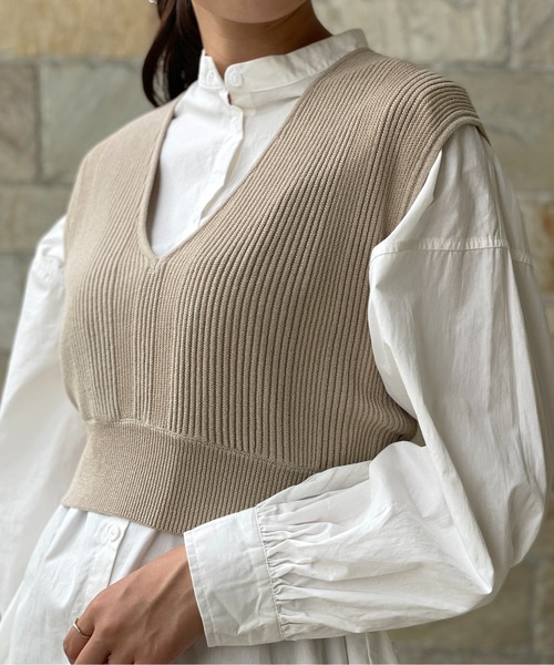 StyleSea（スタイルシー）の「ノースリーブニット（ニット/セーター・レディース・ブラウン・FREE）」の7枚目の写真