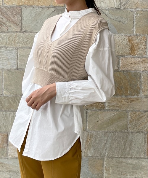 StyleSea（スタイルシー）の「ノースリーブニット（ニット/セーター・レディース・ブラウン・FREE）」の2枚目の写真