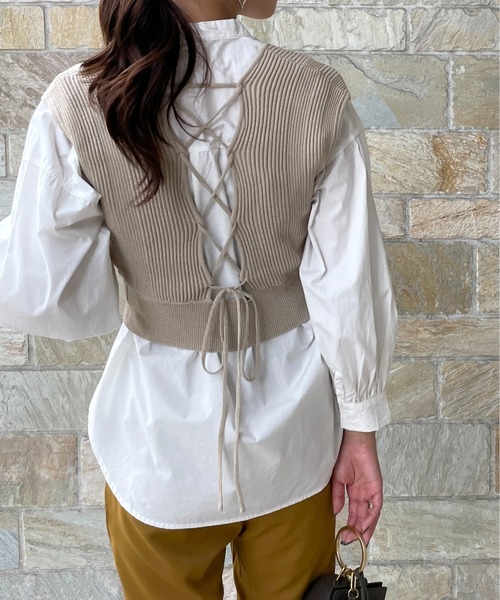 StyleSea（スタイルシー）の「ノースリーブニット（ニット/セーター・レディース・ブラウン・FREE）」の3枚目の写真